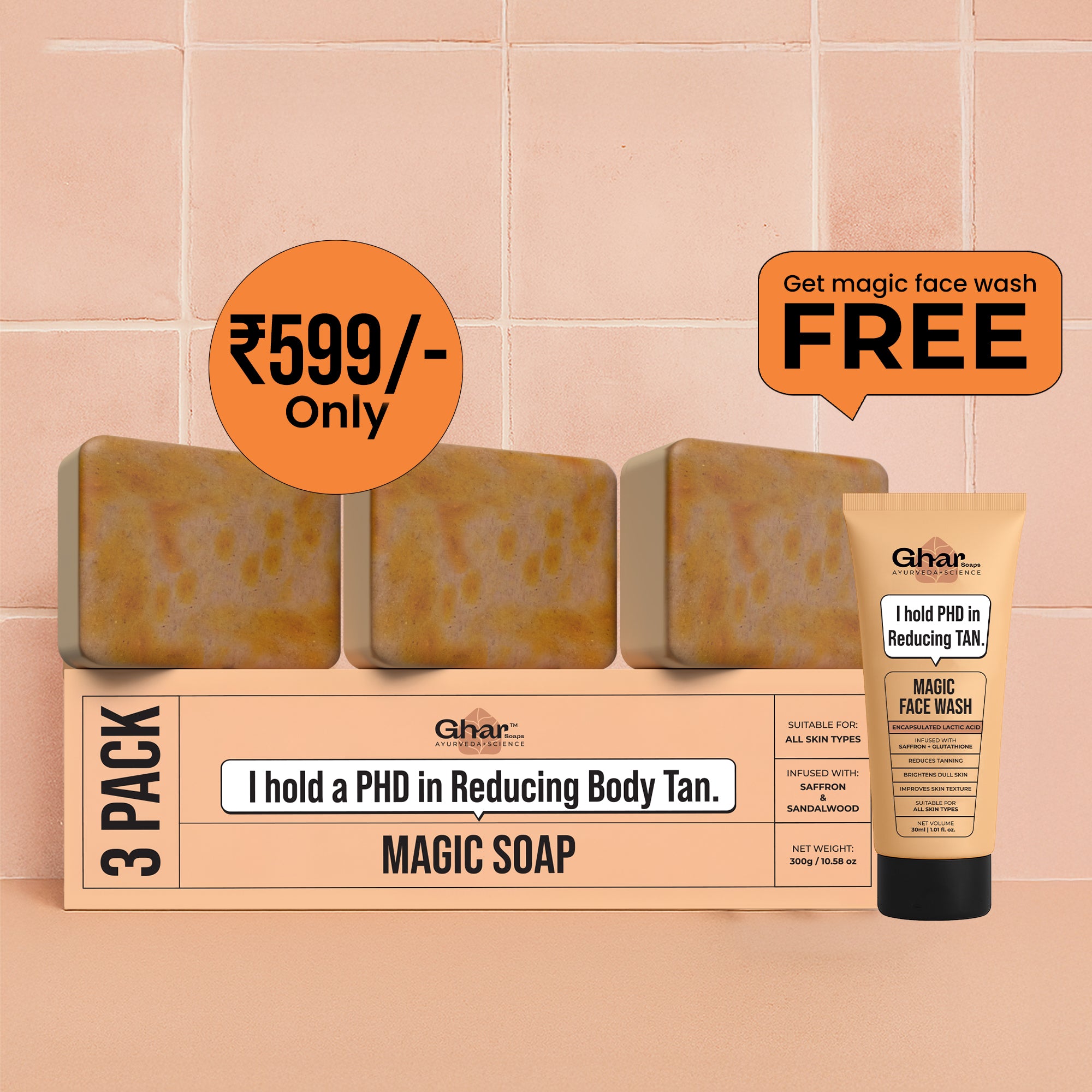 Magic Soap + Face wash + Magic Cream + Sunscreen