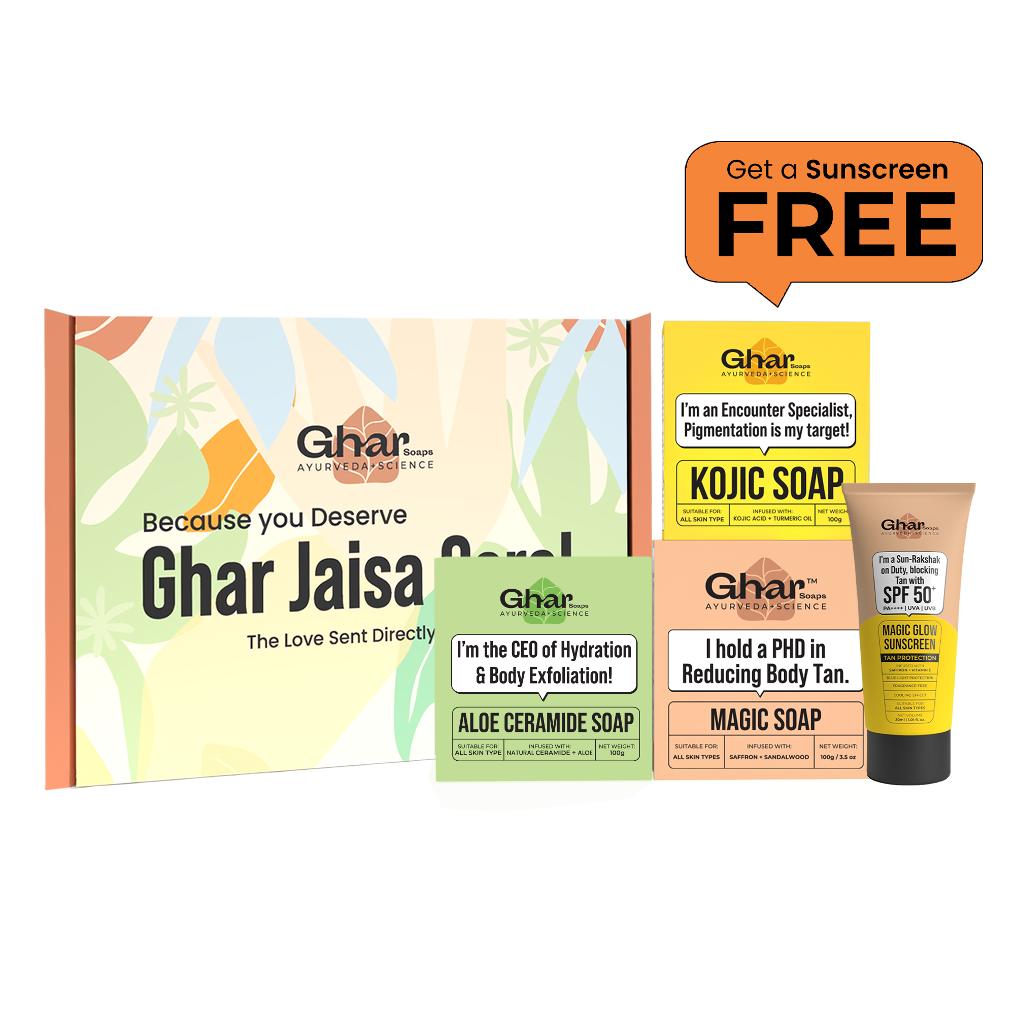 Natural Soaps Trio with Free Magic Sunscreen