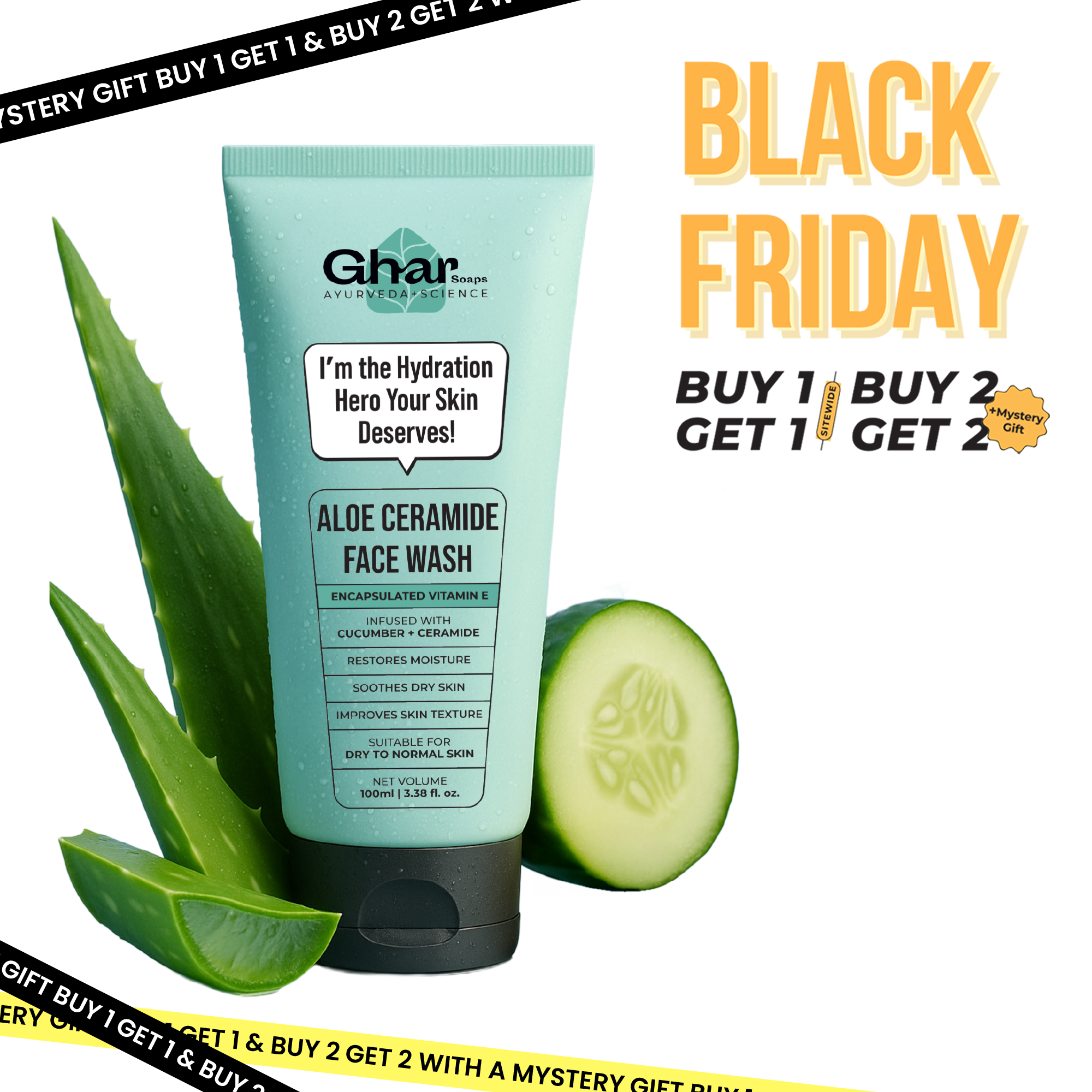 Aloe-Ceramide Face Wash For Dry to Normal Skin