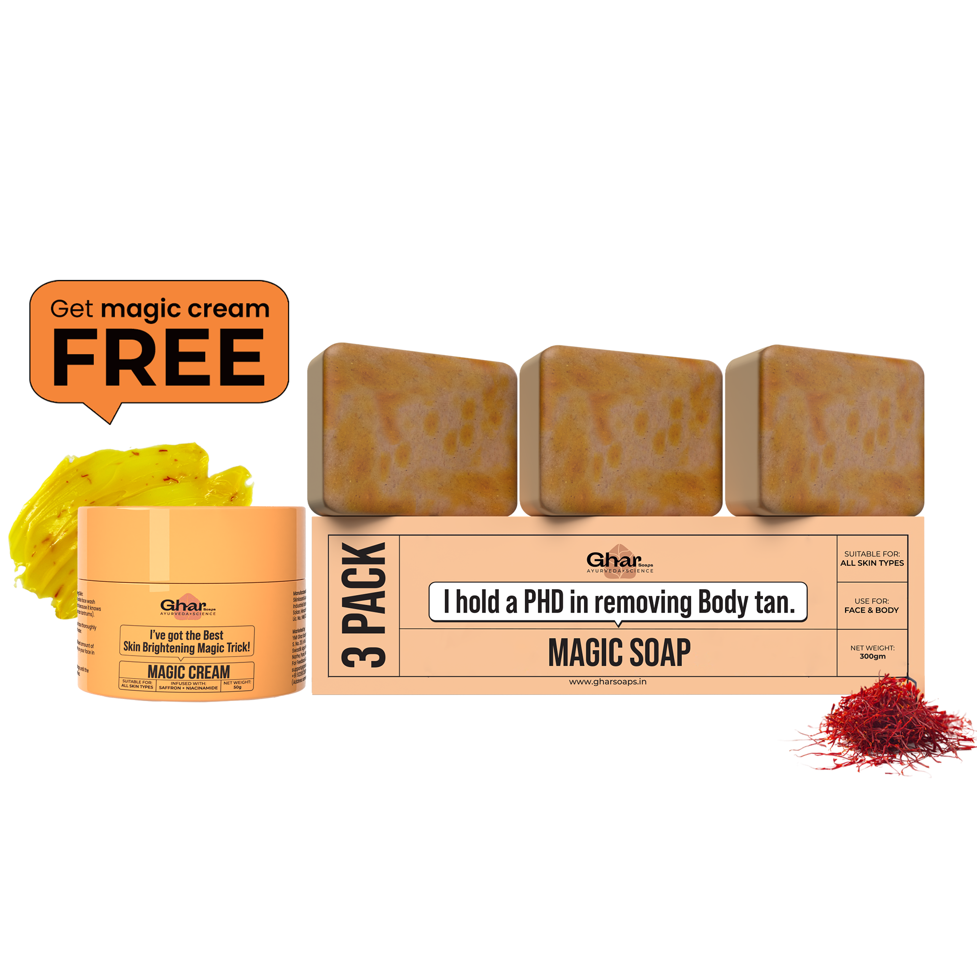 Magic Soap + Free Magic Cream + Free Sunscreen