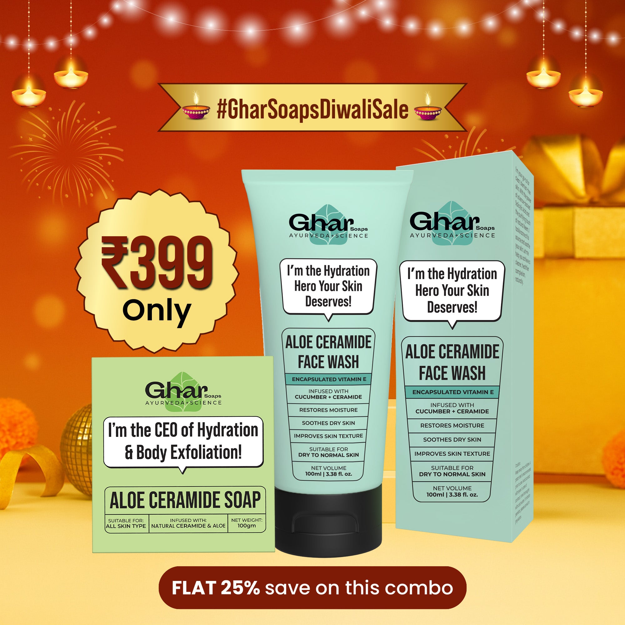 Aloe Ceramide facewash & Soap Combo
