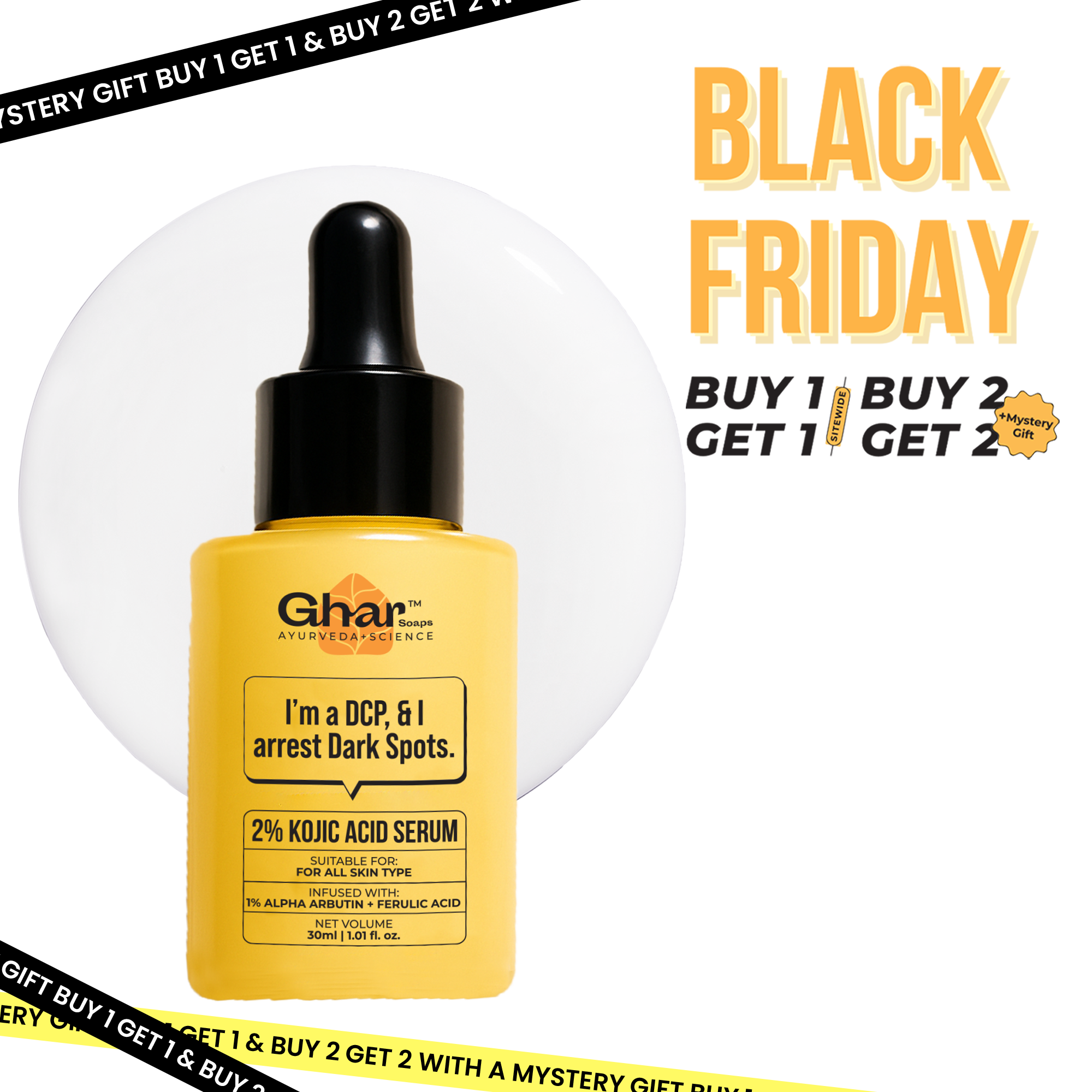 2% kojic acid serum infused with 1% alpha arbutin to reduce pigmentation