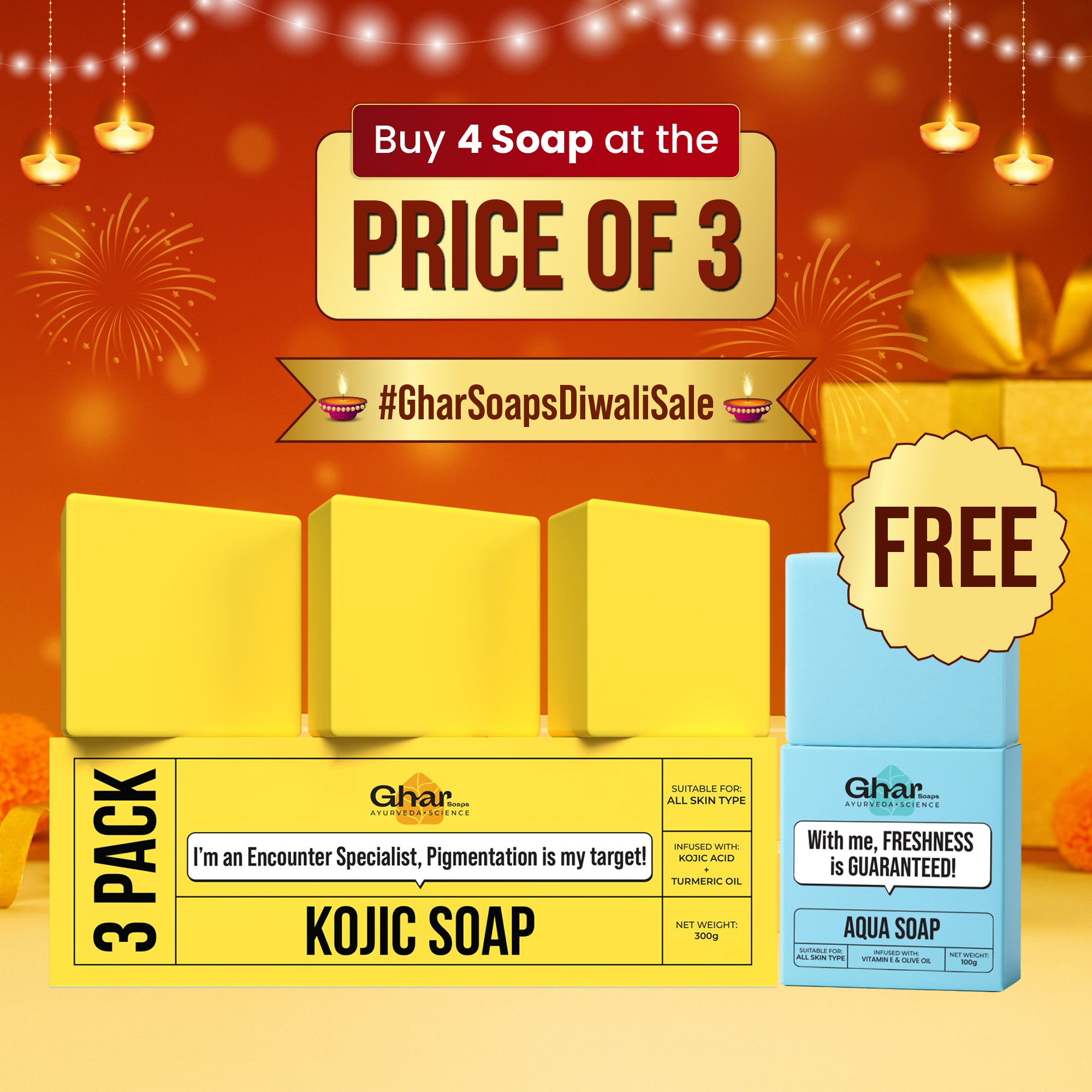 Free Soap with Pack of 3 Kojic Acid Soap