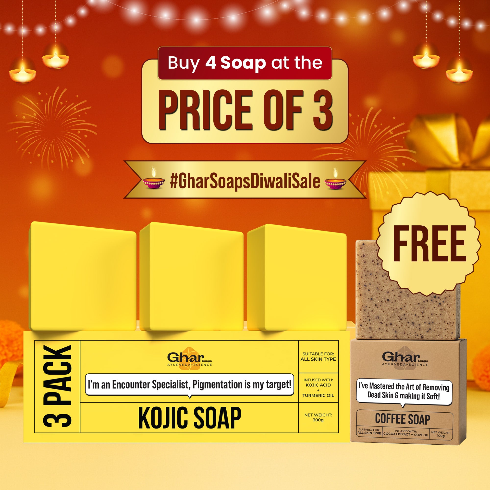 Free Soap with Pack of 3 Kojic Acid Soap