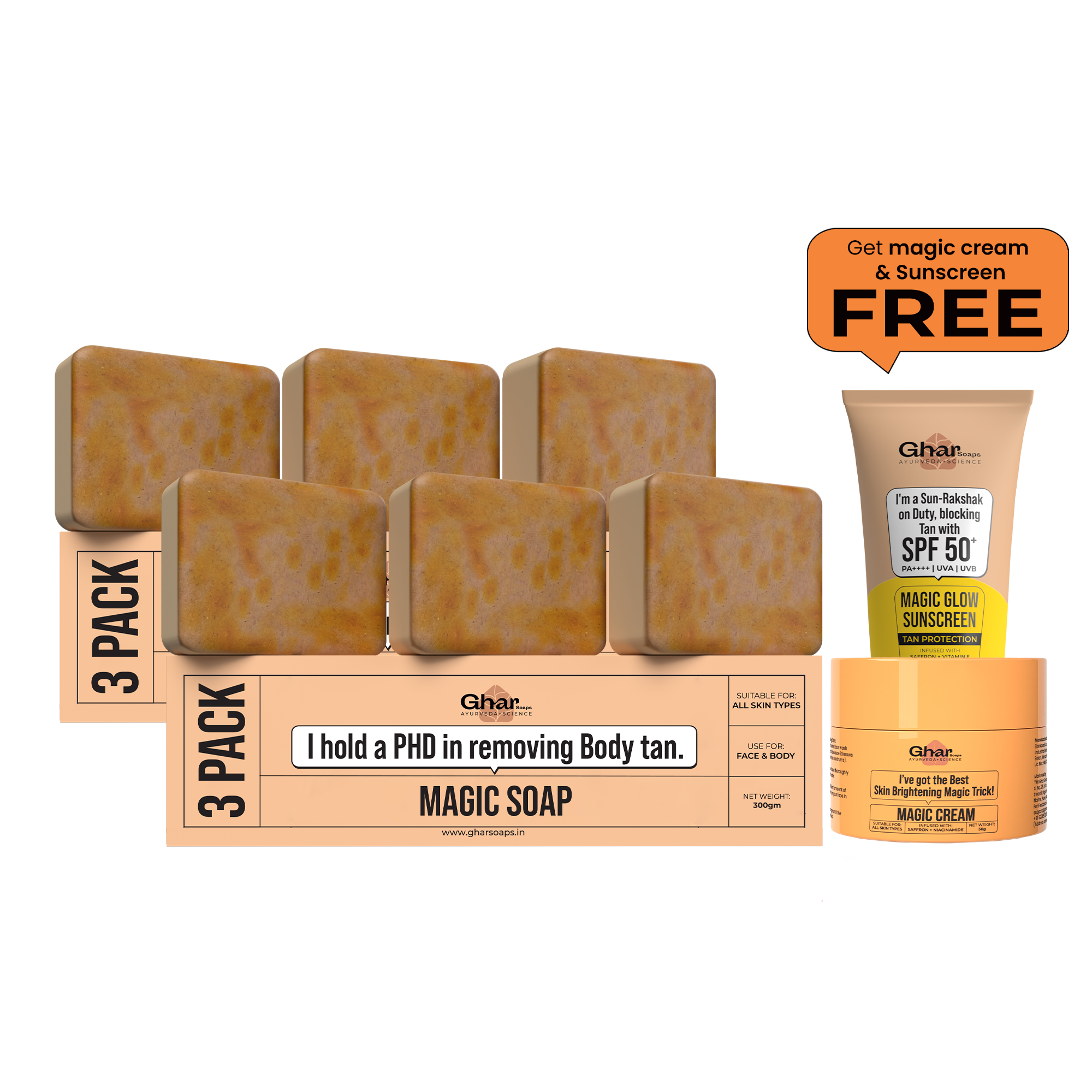 Magic Soap + Free Magic Cream + Free Sunscreen