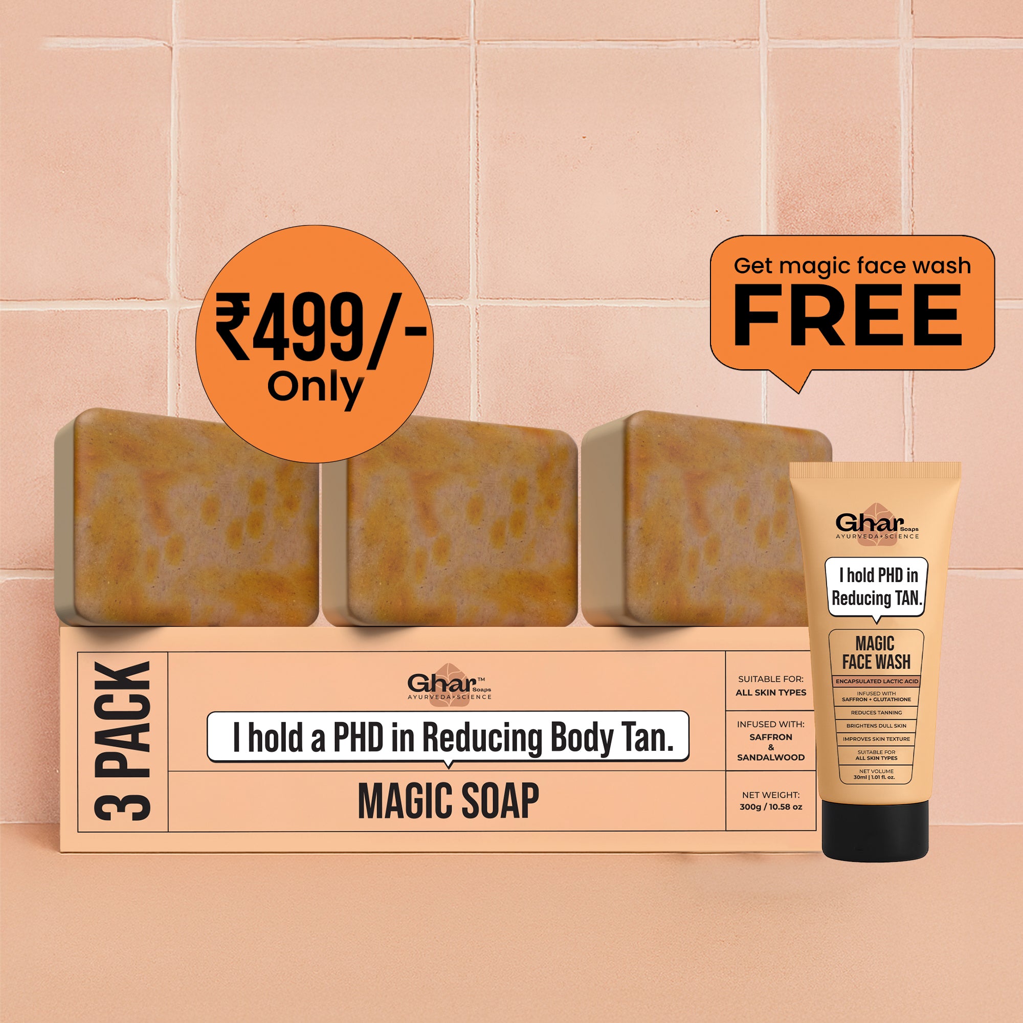 Magic Soap + Face wash + Magic Cream + Sunscreen