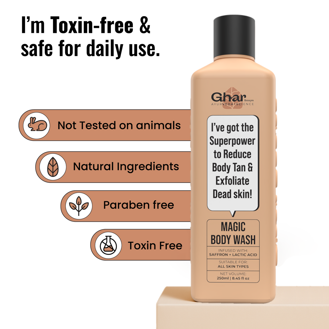 Magic De-Tan & Exfoliating Body Wash with Saffron & Lactic Acid- 250ml