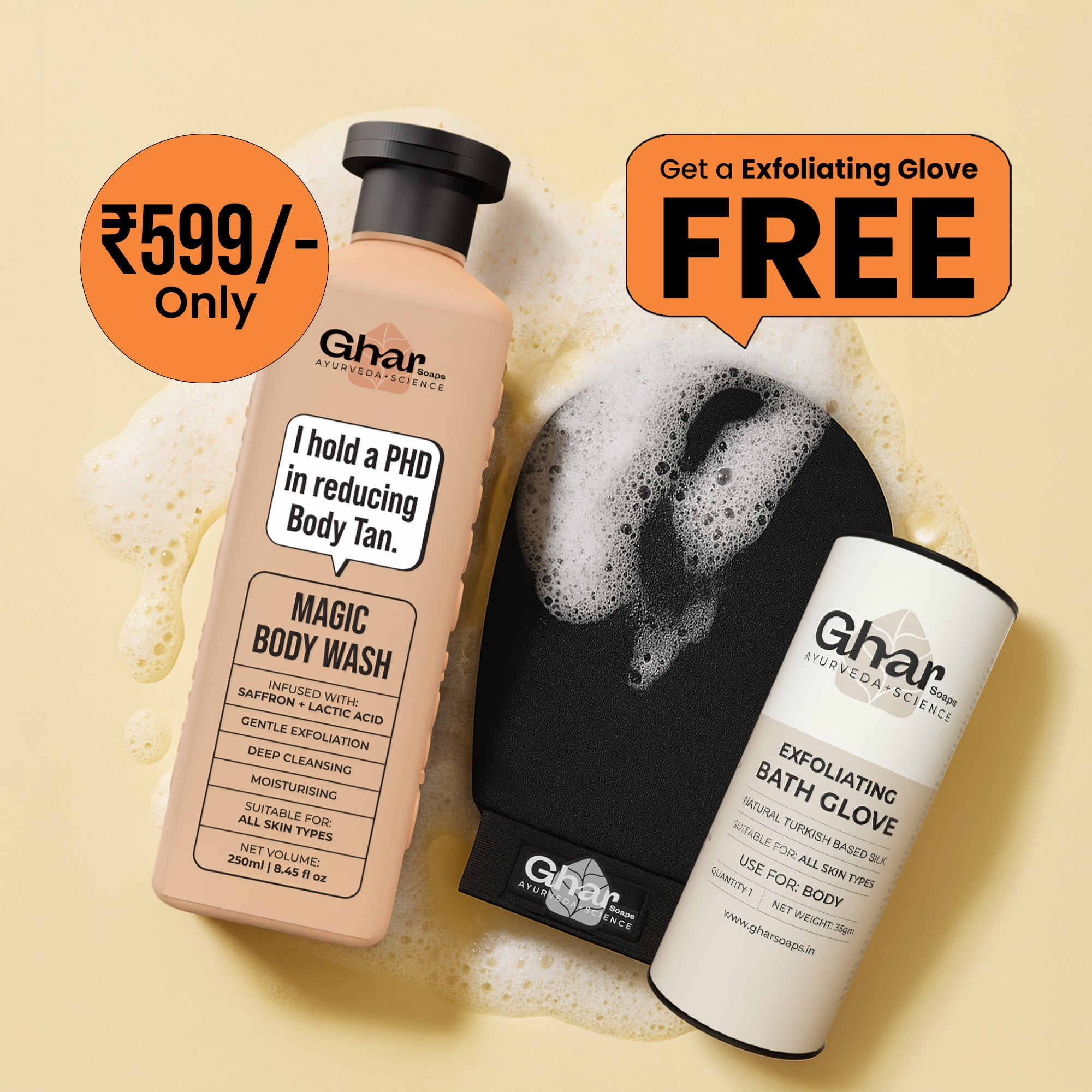 Free Glove + Magic Body wash + Sunscreen Combo