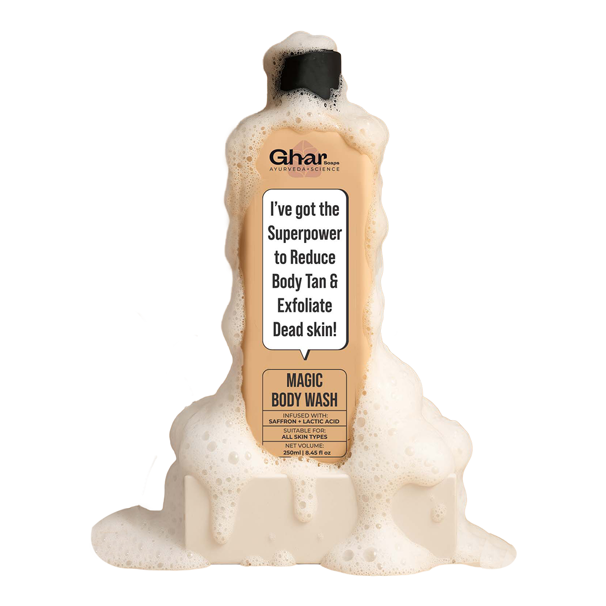 Magic De-Tan & Exfoliating Body Wash with Saffron & Lactic Acid- 250ml