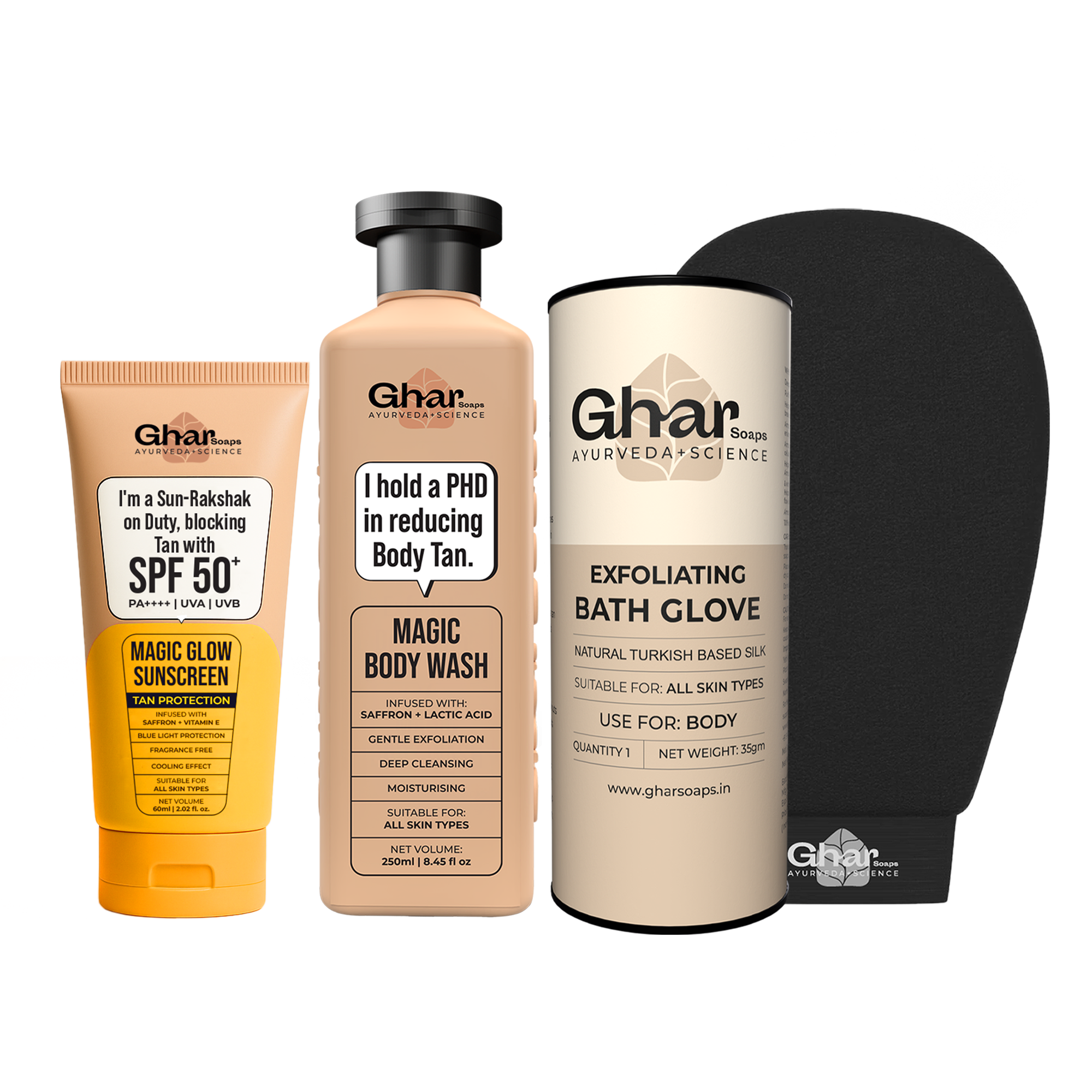 Magic De-Tan & Exfoliating Body Wash with Saffron & Lactic Acid