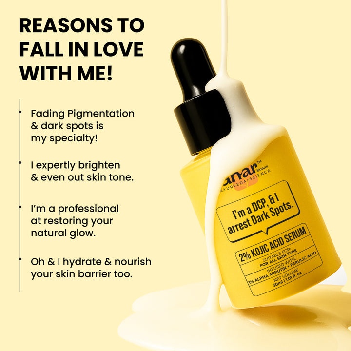 2% kojic acid serum infused with 1% alpha arbutin to reduce pigmentation