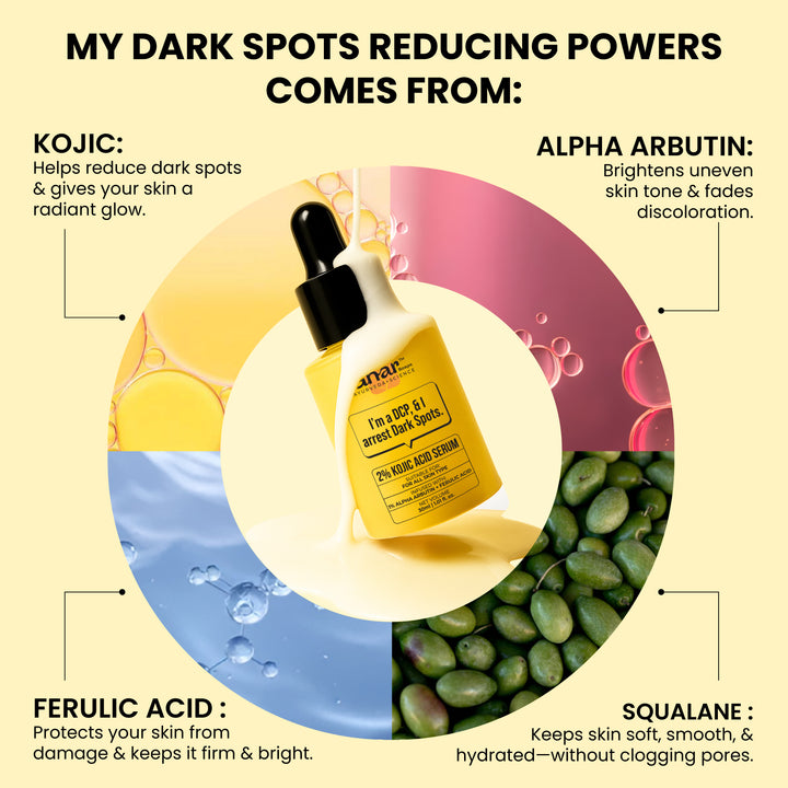 2% kojic acid serum infused with 1% alpha arbutin to reduce pigmentation