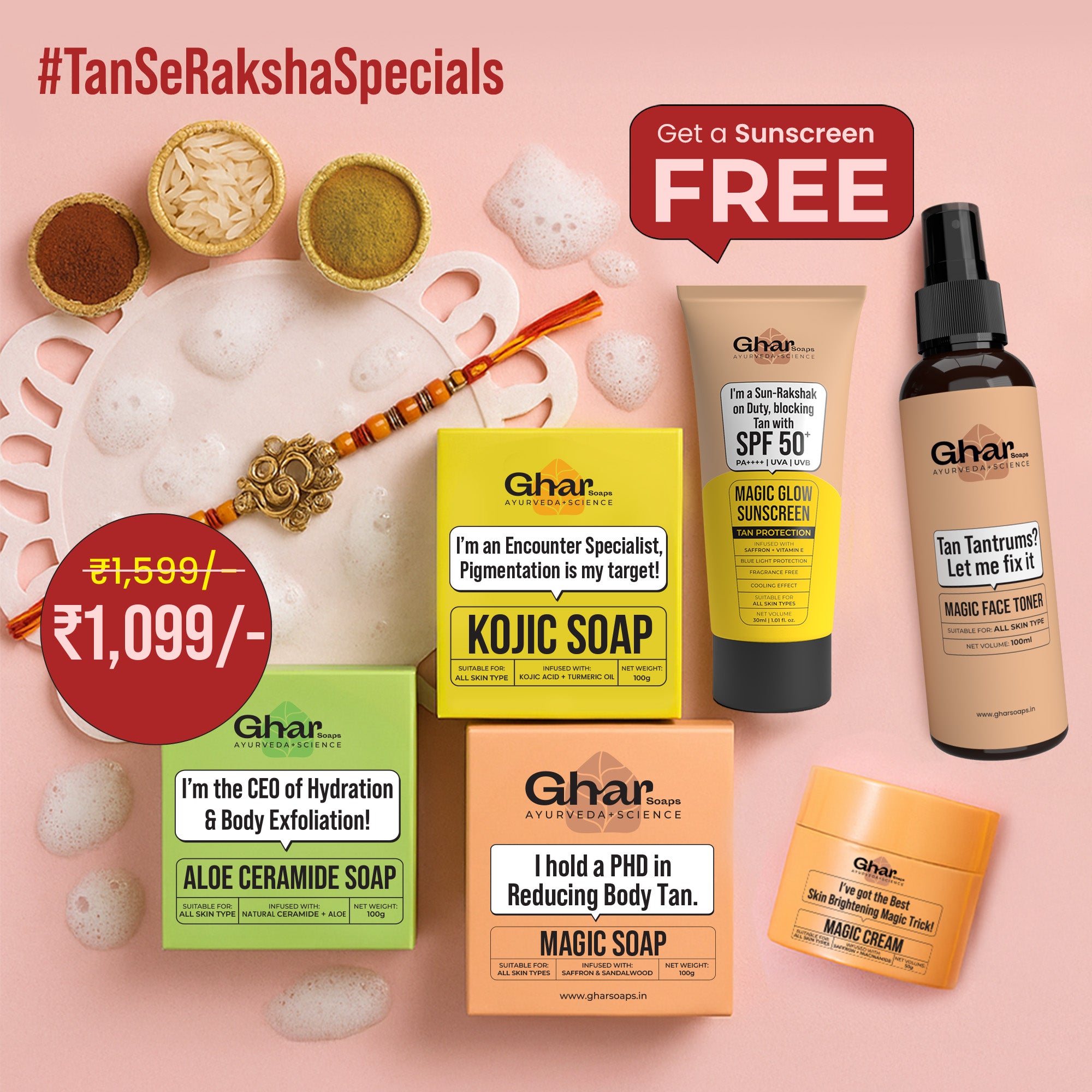 Natural Soaps Trio with Free Magic Sunscreen
