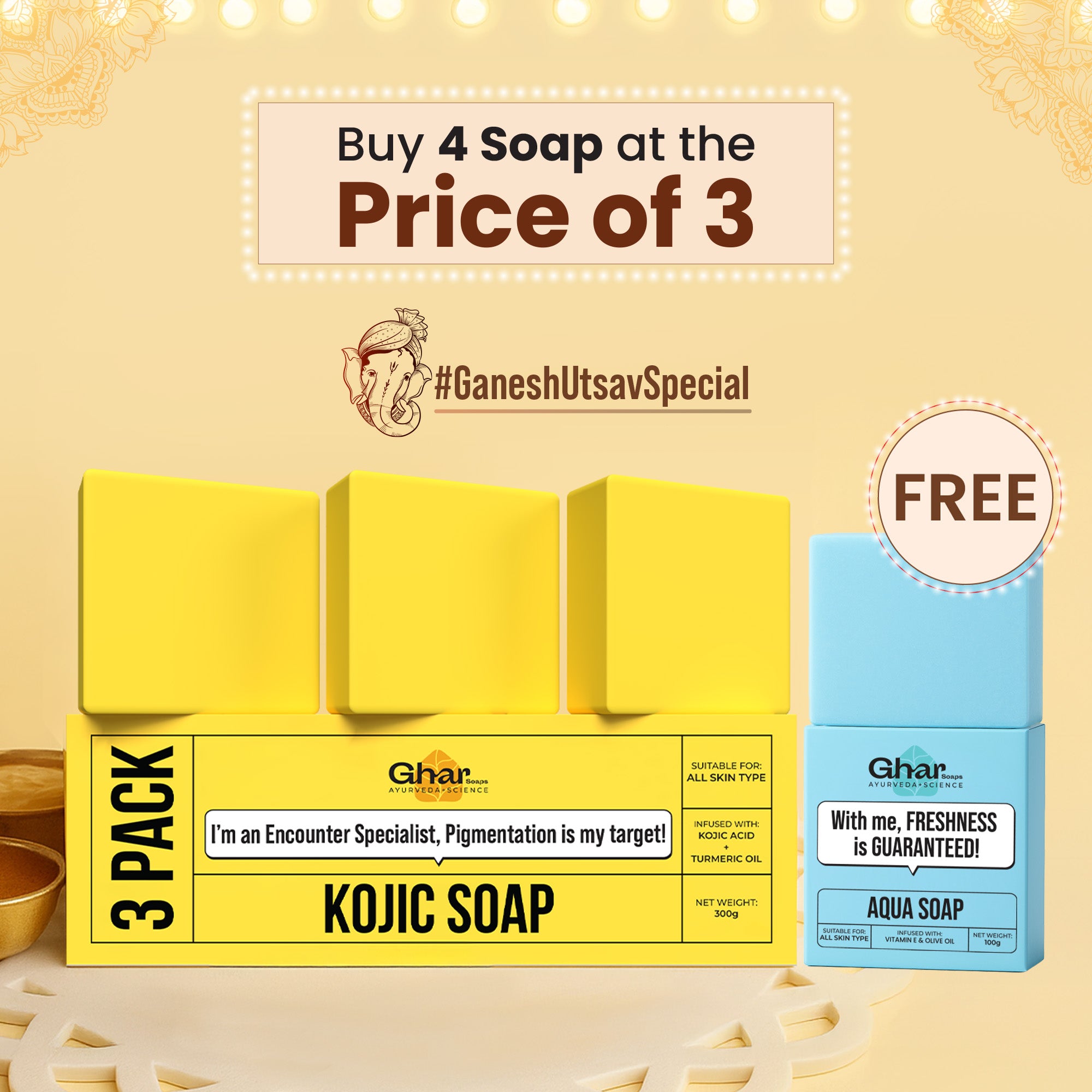 Free Soap with Pack of 3 Kojic Acid Soap