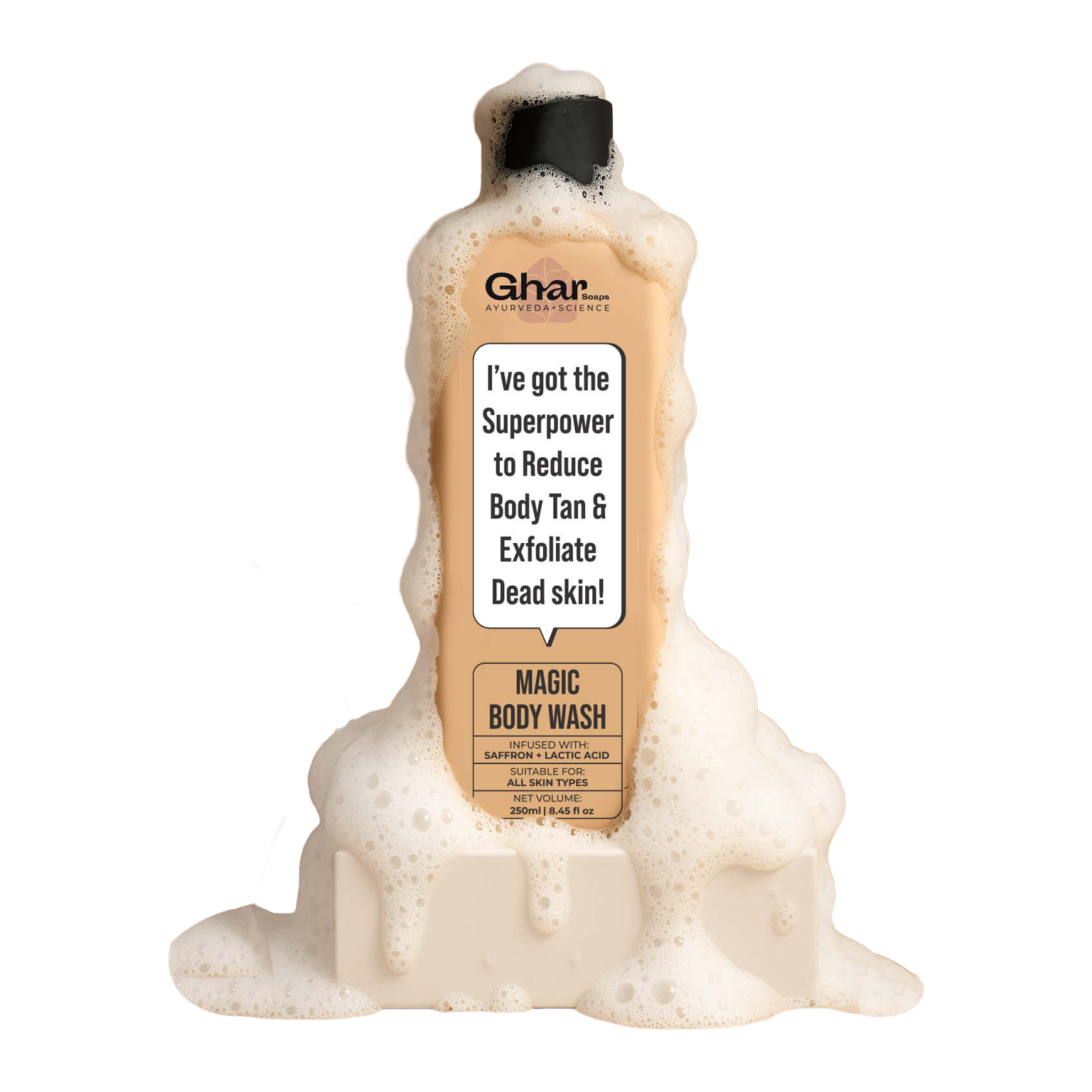 Magic De-Tan & Exfoliating Body Wash with Saffron & Lactic Acid- 250ml