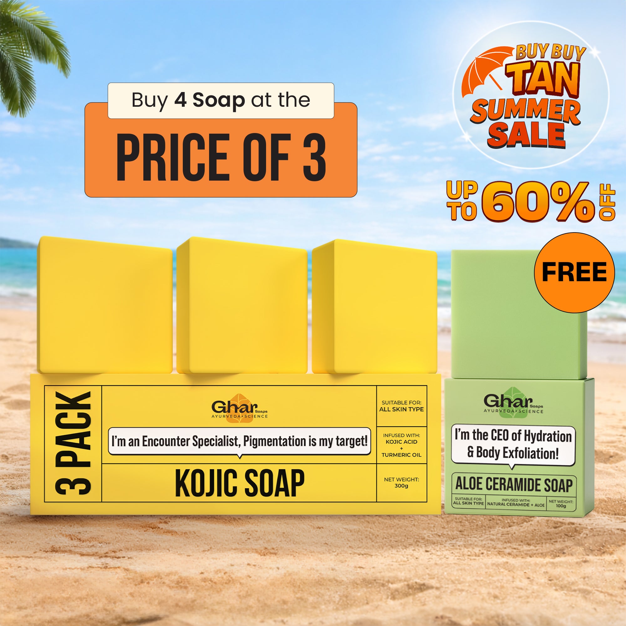 Free Soap with Pack of 3 Kojic Acid Soap